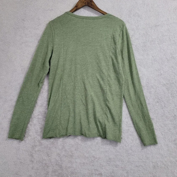 Nation Ltd Green Long Sleeve Top Size M Crew neck Pullover Cutout Shoulder  27CT - Picture 2 of 8